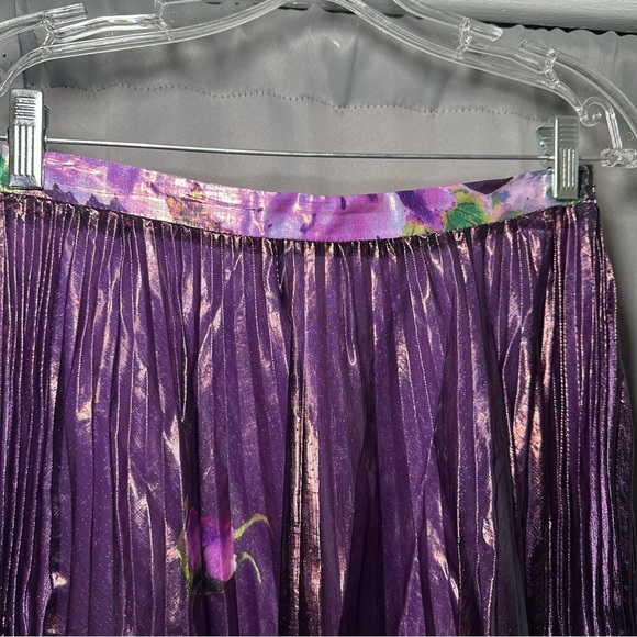 Anthropologie Delfi Collective Floral Midi Pleated Purple Skirt Size Small - Picture 10 of 16